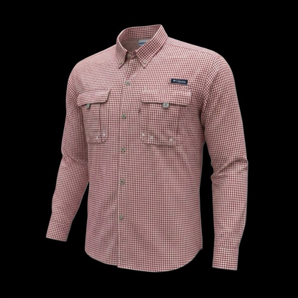 Columbia Super Bahama Long Sleeve Plaid Fishing Shirt Mens Size Medium